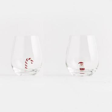 ESTHETI home Σετ των 2 Γυάλινο Ποτήρι με Γλειφιτζούρι και Χιονάνθρωπο 600-44333